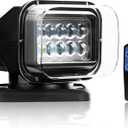 Luxbang Remote Spot Lights for Trucks, Auto-Reset 360 Rotating LED Marine Spotlight for Boat, 6 Strong Magnets Built-in Go Outdoor Search Light for Truck (12V-24V Black)
