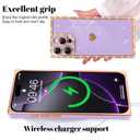 PERRKLD for iPhone 16 Pro Case Cute Love Heart Plating for Women, with Screen Protector, Glitter Sparkle Rhinestone Diamond Border Design Slim Rectangle Wireless Protection Case Cover, Pink