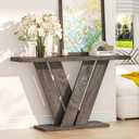 51" Console Table, V-Shaped Entryway Table, Wood Sofa Table Behind Couch, 51.2 inches L x 12.6 inches W x 31.5 inches H