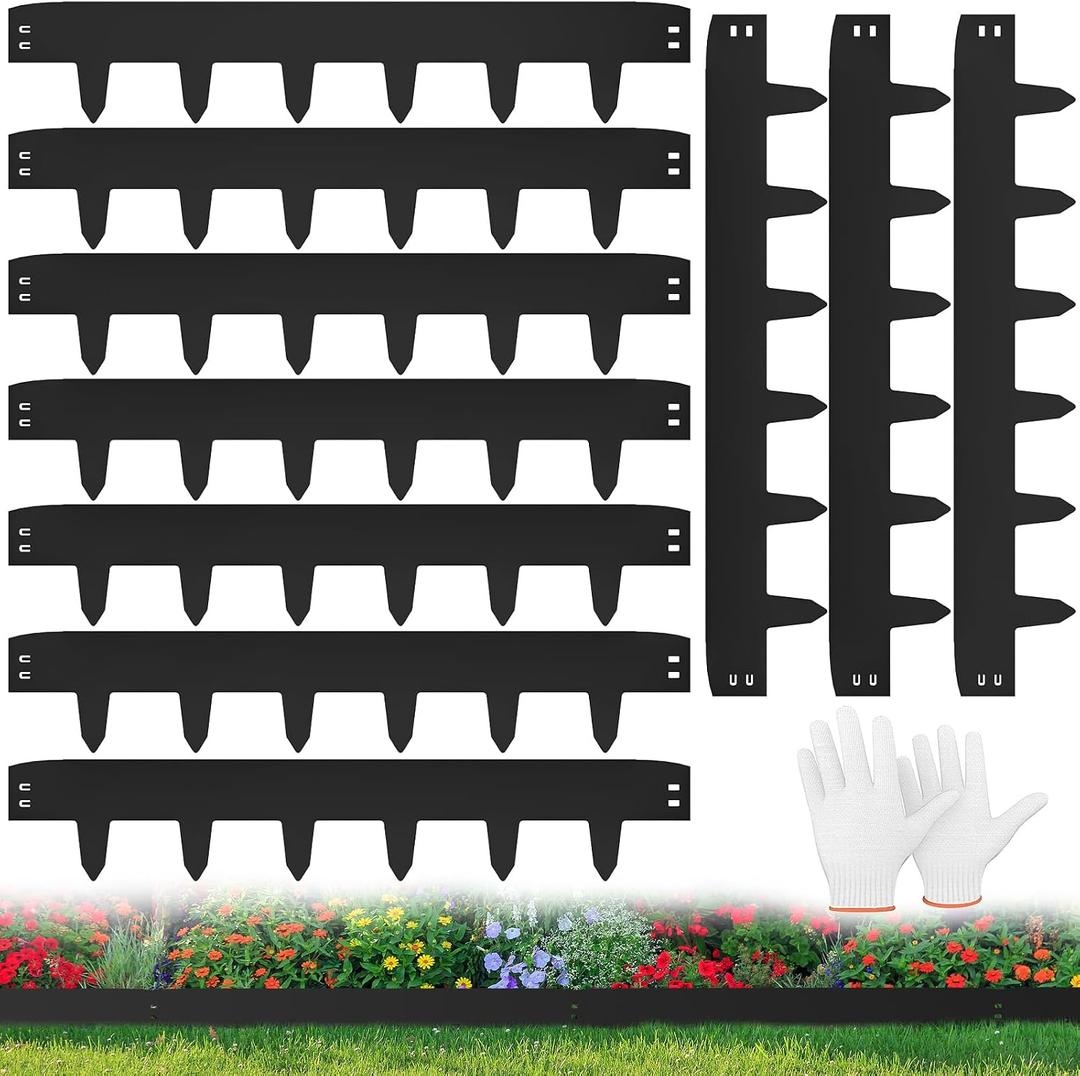 Landscape Edging, 32.8ft (10 Packs) Galvanized Steel Garden Edging Border, Hammer-in Metal Lawn Edging for Landscaping, Yard, Flower Beds and Paver Edging