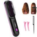 Go Brush Pro - Cordless Hair Straightener, USB Charging, Fast Heating, with LCD Display, Brush Portable Comb for Travel for All Hair Types
