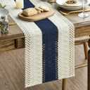 Artoid Mode Dark Blue Farmhouse Rustic Table Runner, Seasonal Holiday Hollow Kitchen Dining Table Decoration for Home Party Decor 12x108 Inch