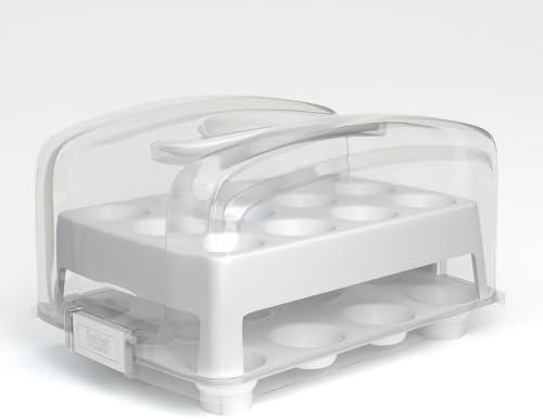 Top Shelf Elements Cupcake holder Fof MINI Small Size Cupcakes NOT for Standard Size Cupcakes. Fashionable Green MINI Cupcake Carrier Holds 24 MINI-Size Cupcakes, MINI Cupcake Traveler, Reusable Box