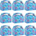 18pcs Cartoon Story Party Favor Box, Hawaiian Theme Gift Box with Hibiscus Flower Palm Leaves Printing for Hawaiian Luau Tropical Summer Birthday Party Supplies