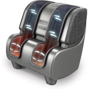 Homedics Deluxe Foot Massager & Calf Massager, Rolling & Compression Massage, Adjustable Tilt, Washable Liners, 4 Programs, 3 Intensity for Muscle Relief and Post-Workout Recovery