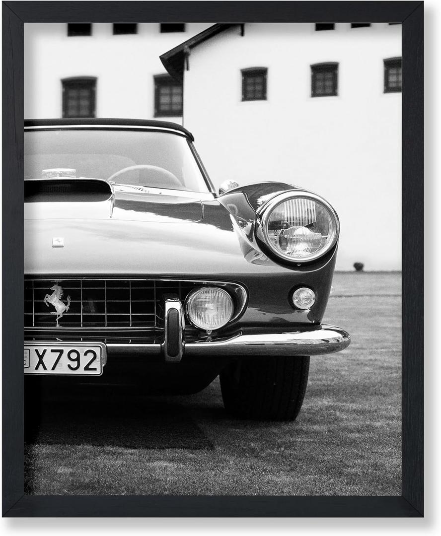 Poster Master Vintage Exotic Car Poster - Retro Luxury Print - Car Illustration - Photography Design - Black & White Art - Car Enthusiast Decor - Living Room or Office Decor - 8x10 UNFRAMED (Style-06)