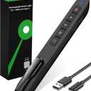 Presentation Clicker Green Laser Pointer, Rechargeable PowerPoint Clicker Wireless Presenter Remote, RF 2.4GHz USB Presentation Pointer Slide Advancer with Hyperlink Volume Control for Mac Computer (Q91-Green light)