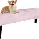 Vapor Fitness Velvet Bench Covers for Bed End, Kitchen & Dining - Stretch Rectangle Slipcovers, Dustproof & Washable Seat Protectors(Pink)