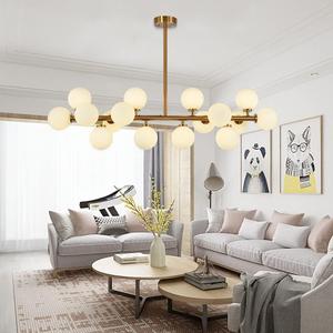 Metal Globe Semi Flush Mount Ceiling Light,16-Light Glass Shade Sputnik Chandelier, for Bedroom, Living Room, Dining Room, Kitchen, Hallway, Restaurant