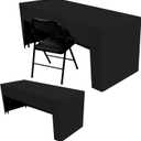 2 Pack Open Back Fitted Tablecloths, Black for 6ft Rectangular Table, Washable Polyester - Suitable for Party, Wedding, Trade Show, Dessert Table