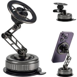 EdenseeLake Magsafe Car Phone Holder, 360 Adjustable Car Phone Mount, Strong Magnetic Vacuum Suction Cup Phone Holders for Your Car, 17 Pro Max 16 15 14 13 12 Air Plus