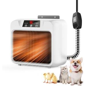 600W Dog House Heater,Anti-Bite Cord Heated Dog House,Wall-Mounted Dog HeaterKeep Your Pet Warm and Happy UL Tested for Safety (White)