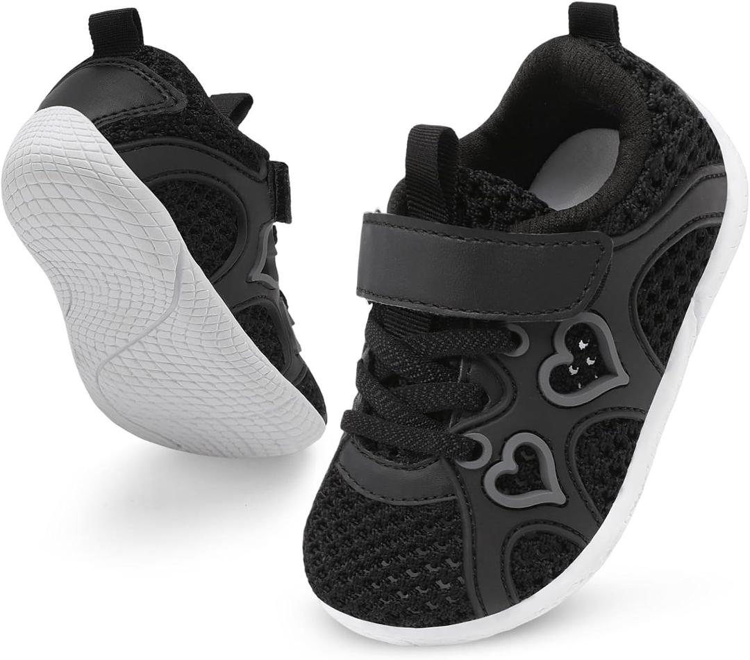 JIASUQI Toddler Girls Walking Shoes 8c Toddler Sneakers Tennis Running Shoes Black Size 5.5-6