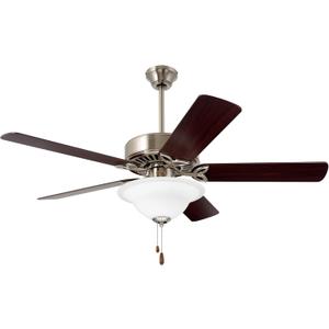 Luminance CF712BS Pro Series LED Ceiling Fan with Pull Chain | 50 Inch Fixture with Dual Mount for Flush or Downrod Hanging | Reversible Blades with Light Bulbs Included, 50-Inch, Brushed Steel