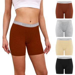 LALESTE Viscose Bamboo Underwear for Women Cotton Boxer Briefs Underwear Stretchy Boy Shorts Panties 4 Pack (Large, B2501vb-1)