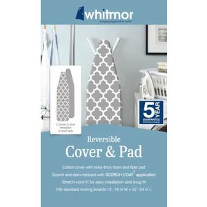Whitmor Deluxe Ironing Board Cover and Pad (Ironing board not included) - Medallion Grey (Medallian Gray)