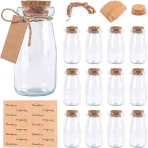 OurWarm 3.4oz Small Glass Jars with Lids, 12PCS Mini Glass Jars with Cork Twine Tags & Stickers, Versatile Potion Bottle Honey Spice Vials Candy Jars for DIY Crafts Birthday Wedding Gifts Party Favors
