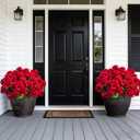 Roberly 6 Pcs Artificial Flowers for Outdoors, Red Fake Geranium Flowers UV Resistant Realistic Silk Faux Plants for Spring Summer Front Door Yard Window Box Indoor Home Decor