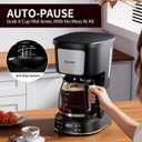 12-Cup Drip Coffee Maker with Reusable Filter,Programmable Clock,Auto Brew,Water Window,Keep Hot Plate,Glass Carafe,Compact Design for Kitchen,Office,Silver and Black,Stainless Steel