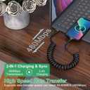 Coiled iPhone Lightning Cable for Apple CarPlay, Coiled USB to Lightning Cable with MFi, Coiled Lightning Cable with Data Transmission & Yellow LED, Retractable iPhone Charger Cord for iPhone/Pad/Pod