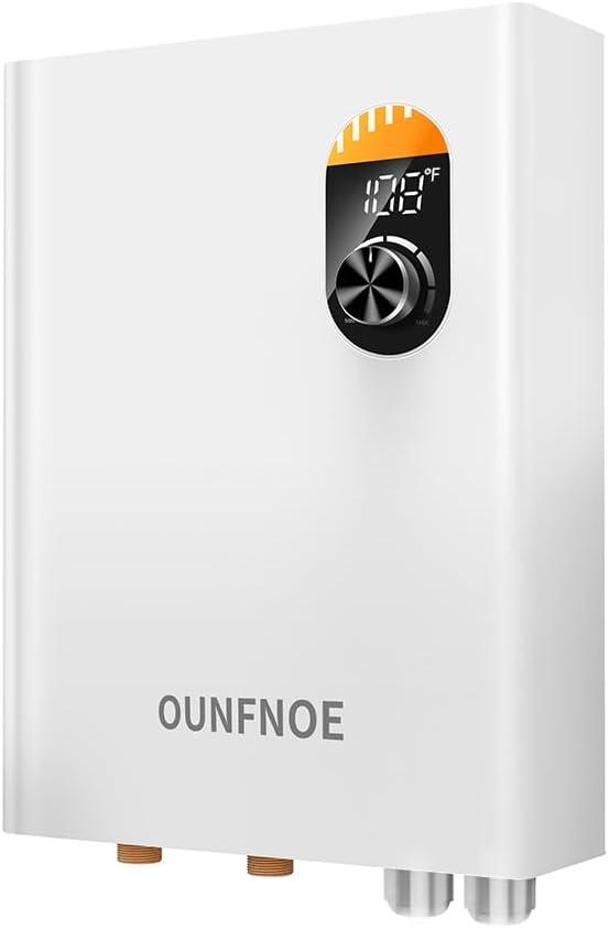 Tankless Hot Water Heater Electric, Ounfone 18KW 240V on Demand Electric Water Heaters Under Sink, Point of Use Water Heater with Built-in EMC Device, White