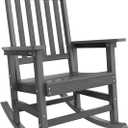 YEFU Outdoor Rocking Chair Oversized,Seat Depth 22",Backrest Height 31",Patio Poly Wide Rocker Chair with 380lbs Weight Capacity,Weather Resistant,for Lawn,Porch,Backyard,Indoor and Garden(Grey)