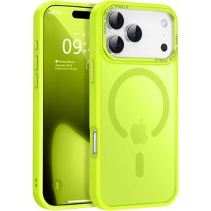 Newfuture Magnetic for iPhone 17 Pro Case [Compatible with Magsafe] [Military Grade Drop Protection] Translucent Matte Anti-Scratch Shockproof Protective Phone Cover 6.3 Inch, Fluorescent Green