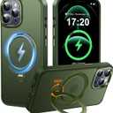 360 Spin Magnetic Stander for iPhone 12 pro max Case [Compatible with Magnetic] [Built-in Kickstand] Mil-Grade Protective, Matte Non-Slip for iPhone 12 pro max Phone Case(Green)