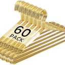 Suclain 60 Pack Gold Metal Wire Clothes Hangers 17.7 Inch Stainless Steel Heavy Duty Round Hook Thin for Coats, Blouses, Dresses