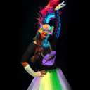 SATINIOR 6 Pcs Mardi Gras Outfit for Women Mardi Gras Costume Purple Sequin T-Shirt Skirt with Feather Mask Beads Necklaces (XXL)
