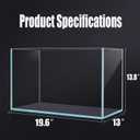 15 Gallon Rimless Aquarium Fish Tank, Ultra-Clear Nano Glass Rectangular Fish Tank L19.6＂×W13＂×H13.8＂ Thickness 6mm Glass Aquarium (L 15 Gallons)