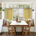 Yellow Linen Curtains 40 Inch Length 2 Panel Set for Small Windows Modern Rustic Country Linen Cotton Light Filtering Drapes Privacy Pinch Pleated Back Tab Semi Sheer Kitchen Curtains 40 Inches Long, 34"W x 40"L