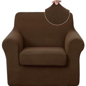 U-NICE HOME 2 Pieces Chair Covers Stretch Couch Cover Sofa Cover Washable Chair Slipcover with Individual Seat Cushion for Pet Friendly(Chair, Brown) U-NICE HOME 2 Pieces Chair Covers Stretch Couch Cover Sofa Cover Washable Chair Slipcover with Individual Seat Cushion for Pet Friendly(Chair, Brown)