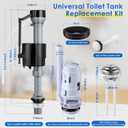 Saillong 1 Pack 3 Inch Universal Toilet Tank Replacement Kit, Include Dual Flush Valve with Push Button, Toilet Fill Valve, Bowl Gasket and Plastic Bolts, Tank Parts Replacement for 2-Piece