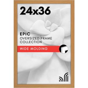 Americanflat 24x36 Poster Frame with Polished Plexiglass - Wide Picture Frames Made of Engineered Wood for Vertical or Horizontal Wall Display - Epic Collection - Dark Oak