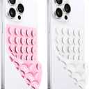 2 Pack Silicone Suction Cup Phone Case Mount Double Sided, Hands-Free Strong Grip Silicon Phone Holder, Non Slip Phone Accessories for Selfies and Videos (Light Pink&Translucent)