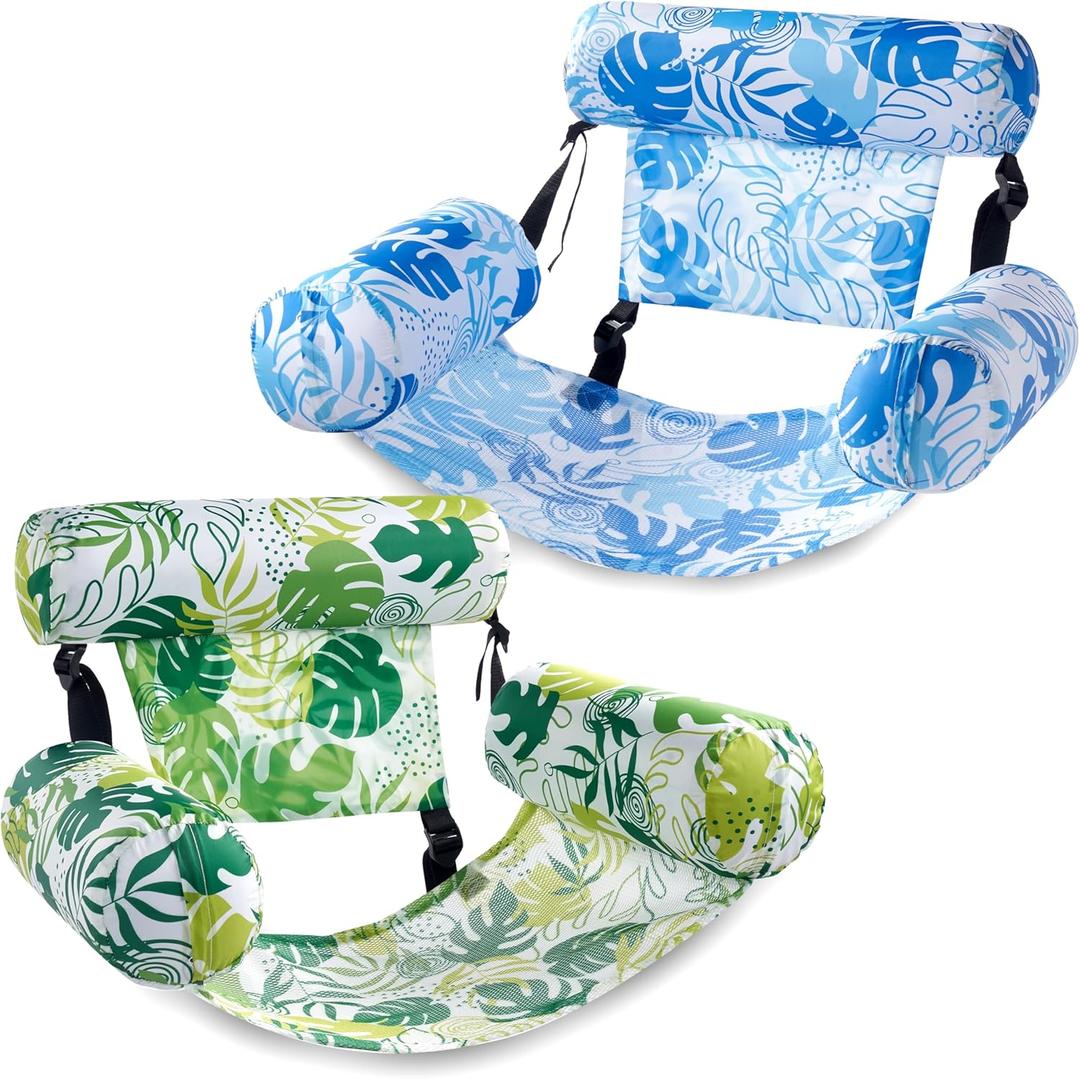 SLOOSH Inflatable Pool Floats Adult,2 Packs Floating Lounge Chairs,Blow up Pool Noodles for Adult Heavy Duty,Floating Chair for Party Summer Water Beach Lake Fun