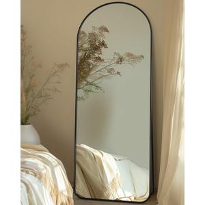 Antok Full Length Mirror, 58"x17" Floor Mirror with Stand, Hanging Mounted Mirrors for Bedroom, Living Room, Cloakroom, Dining Room, Black, Arch