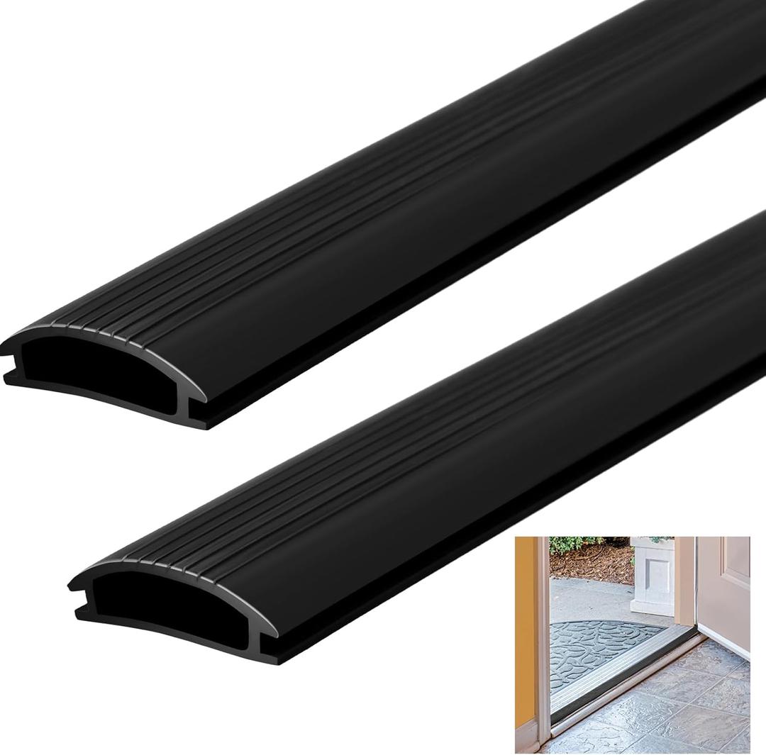 2 Pcs 36 Inch Vinyl Replacement Insert for Adjustable Height Aluminum Thresholds with Seals 1-5/16 x 3/8 Vinyl Replacement Insert for Front Under Door Weather Stripping Seal Exterior(Black)