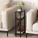 Apicizon Small Narrow Side Table, 3-Tier Skinny End Table with Storage Shelf, Slim Nightstand Bedside Table for Small Spaces, Living Room, Bderoom, Black