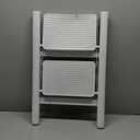 2 Step Ladder, Portable Folding Step Stool with Sturdy Carbon Steel Metal, 330LB Capacity, Non-Slip Wide Pedal, ladders for Home, Kitchen, Closet, Bookshelf, Adult (Milk White)