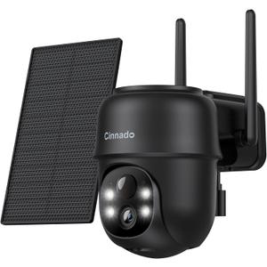 2K Cameras for Home Security-2.4G WiFi Outdoor Camera Wireless Solar/Battery Powered, 360 Viewing, Human Detection, Color Night Vision, Cloud/SD Storage B6 (B6-Black-1pack-2.4G)