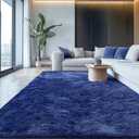 OLANLY 5x6 Area Rugs for Living Room Bedroom, Machine Washable Soft Fluffy Shaggy Bedside Rug, Indoor Floor Carpet for Kids Girls and Boys, Dorms, Nursery Rooms, Home Decor Aesthetic, Navy Blue