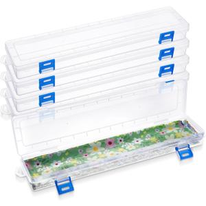 Tioncy 4 Pcs Fabric Strip Case Jelly Cotton Fabric Patchwork Roll Storage Case Bulletin Board Border Bolt Storage Sewing Cloth Box for 2.5 in Cloth Strips Art Craft Organizer(Blue,13 x 3 x 1.4 in)