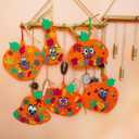 Winlyn 30 Sets Fall Halloween Pumpkin Decorations DIY Pumpkin Craft Kits Foam Pumpkin Shapes 8" W and Smile Fall Leaves Glitter Leaves Pumpkin Decorating Stickers for Kids Classroom Party Activities