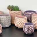 Nordring Stoneware Flower Pot – 5’’ Sky Blue Planter with Polka Dots – Modern Ceramic Pot with Crackle Glaze – No Drainage Holes – Holds 4’’ Indoor Plant