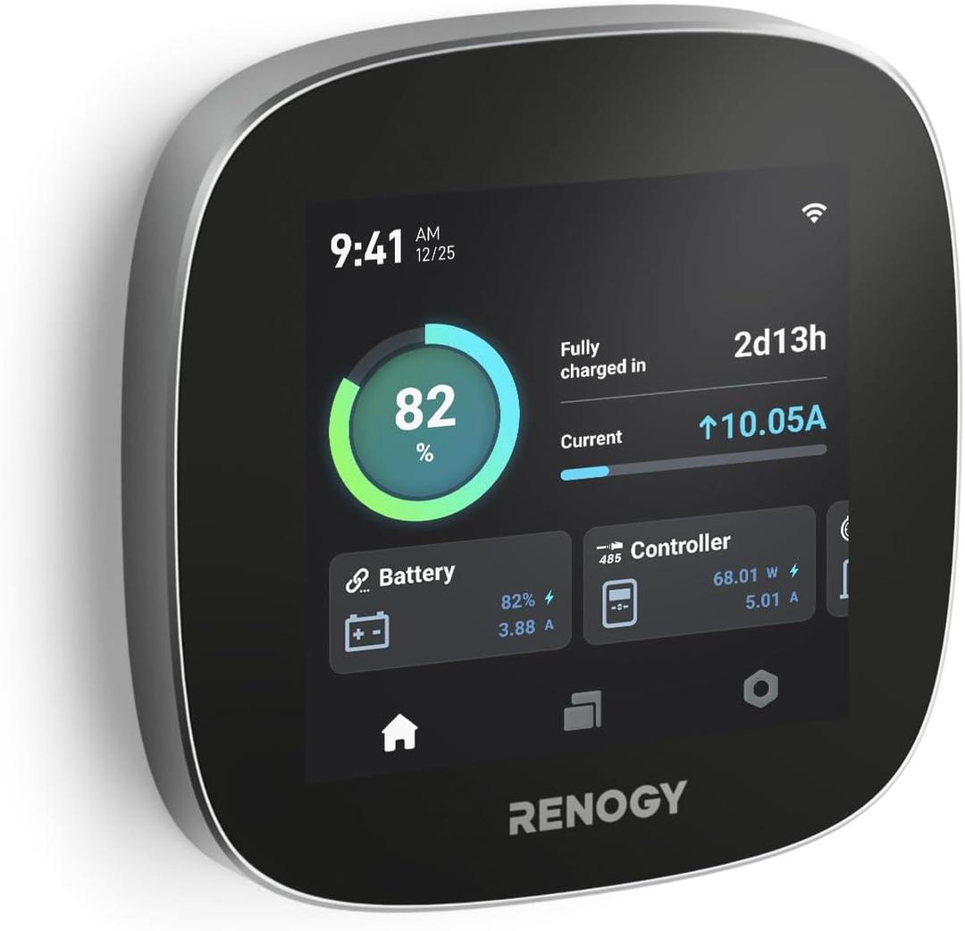 Renogy ONE Core: All-in-one Off-Grid Energy Monitoring Panel, Battery Monitoring for Van, Cabin, Boat and Tiny Homes, Works with Renogy Energy Devices, Wi-Fi Version, Black