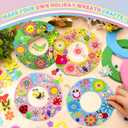 Wavwavw 472 Pcs Spring DIY Craft Kits Spring Wreath Summer Craft Kit Wreath Arts Decorations with Tulips Butterflies Bees Felt Stickers for Party Indoor Outdoor Home Decor