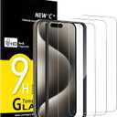 NEW'C 3 Pack Designed for iPhone 15 Pro Max Screen Protector (6.7 inches),Enhanced Tempered Glass Protection with easy installation tool included,Ultra Resistant (Transparent)