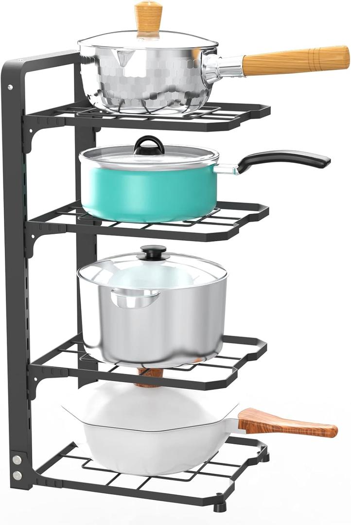 Pot and Pan Organizer Rack for under Cabinet, Heavy Duty Pot Pan Rack under Sink Organizers and Storage, Pot lid organizer, Kitchen Cabinet Organizer with 4 Adjustable Tiers Pot and Pan Organizer Rack for under Cabinet, Heavy Duty Pot Pan Rack under Sink Organizers and Storage, Pot lid organizer, Kitchen Cabinet Organizer with 4 Adjustable Tiers